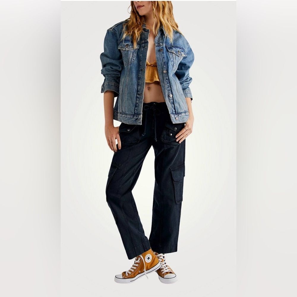 Free People Black Tahiti Cargo Pants